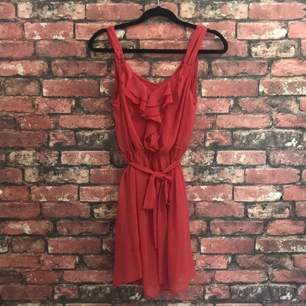 Lauren Conrad Summer Dress with Ruffles in Coral